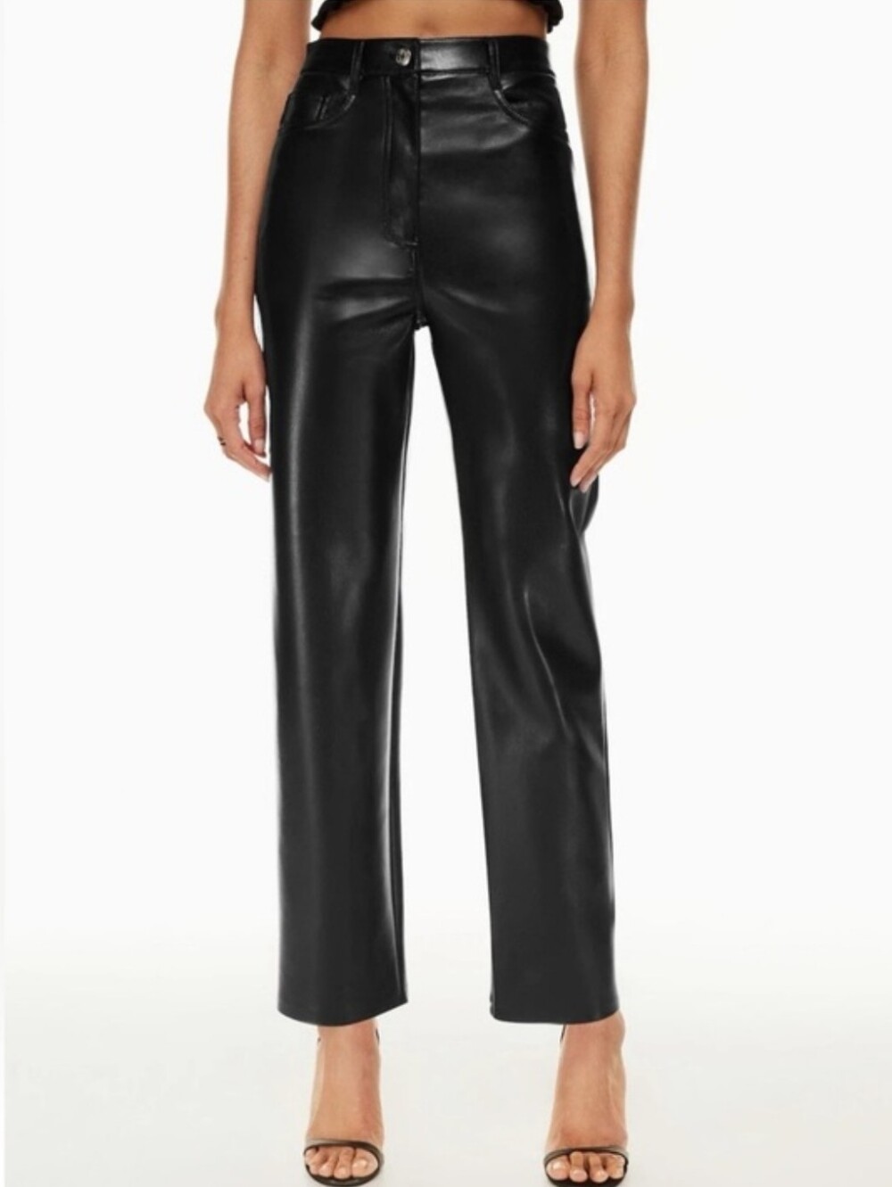 Aritzia Wilfred Melina Vegan Faux Leather High Waisted Wide Leg Pants Black 8